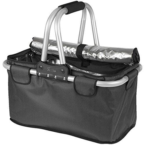 Genius 14113 panier dachat thermique tissu aluminium noir 48 x 29 x 7 cm