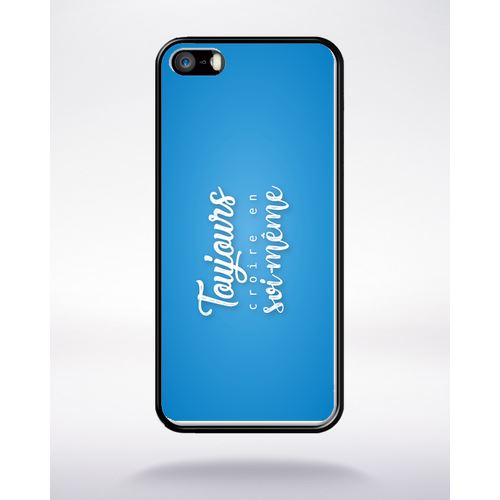Coque Toujours Croire En Sois Meme Fond Bleu Turquoise Compatible Apple Iphone 5 Bord Noir Silicone