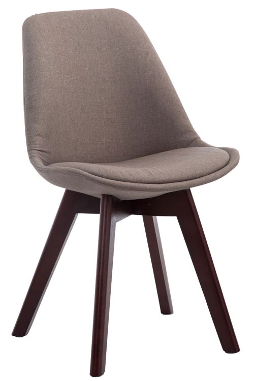 Chaise de Salle à manger Borneo V2 en Tissu - Style scandinave - Chaise Visiteur avec Piètement en Bois de Chêne Noyer - Couleur Taupe