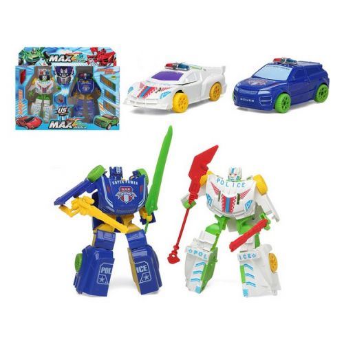Voiture robot Max Hero (2 uds) Blanc Bleu 112628 (2 Uds)