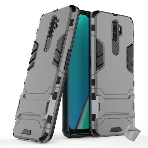 Housse etui coque rigide anti choc pour Oppo A5 (2020) avec verre trempe - GRIS