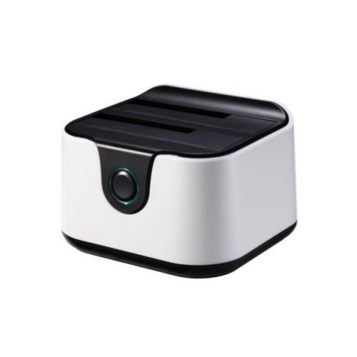 Dock station dual tooq tqds-802bw 2.5'-3.5' hdd sata usb 3.0 blanc noir