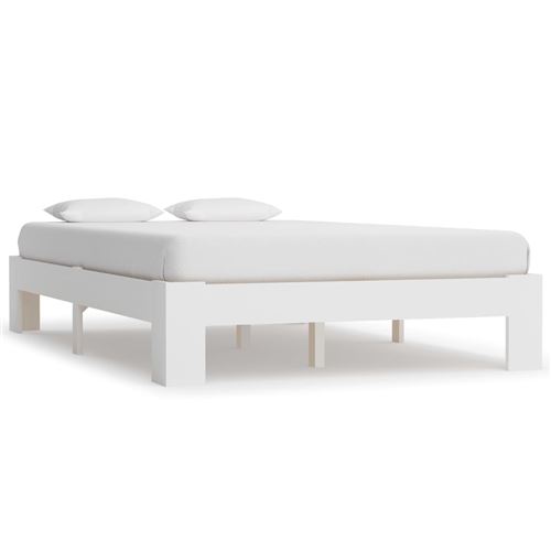 Cadre de lit Blanc Bois de pin massif 120 x 200 cm