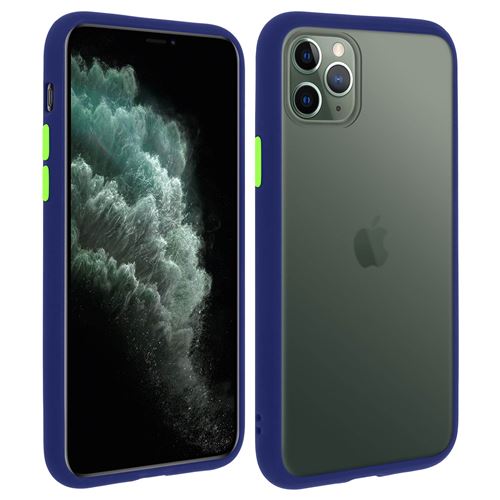Coque pour iPhone 11 Pro Dos Translucide Contour Coloré Mate Rigide Antichoc - Bleu Nuit