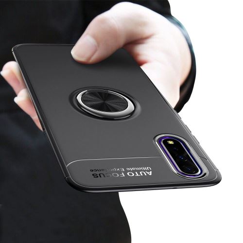 Coque Huawei Honor 9X Finger Noir Magnétique Rotatif En Tpu