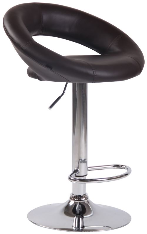 Tabouret de bar Olinda en Similicuir - Hauteur réglable - Pivotant - Piètement Métal chrome - Couleur Marron