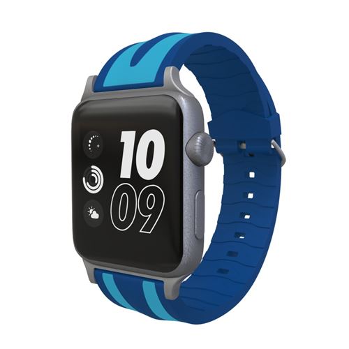 Bracelet en silicone double rayure flexible bleu clair pour votre Apple Watch Series 4 40mm/Series 3/2/1 38mm