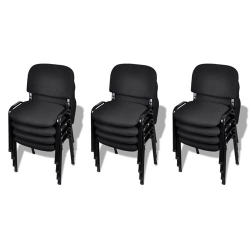 vidaXL Chaises de bureau empilables 12 pièces Tissu Noir