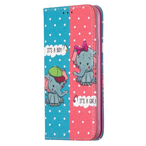 Coque PU Cuir FAYANGRIES Pour Apple iPhone 8 (4.7) /iPhone 7/ SE (2020), Support Protection Flip Bébé éléphant