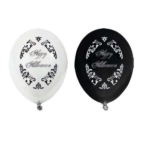 8 ballons latex halloween 28cm blancs et noirs - Coloris : BlancBAL243/8