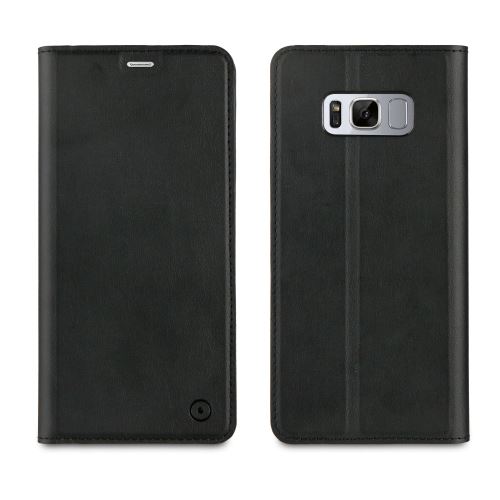 Muvit Folio Stand - Flip cover voor mobiele telefoon - zwart - voor Samsung Galaxy S8+