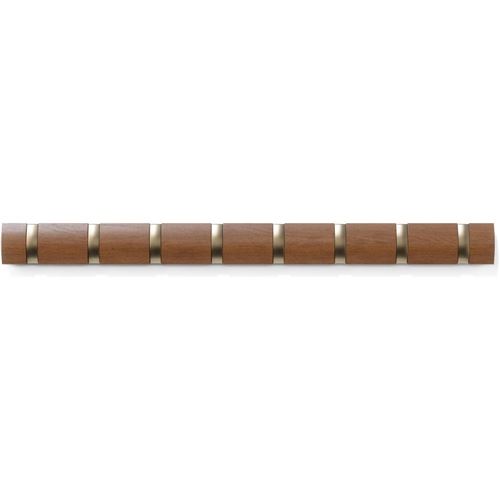 UMBRA Porte-manteau mural avec 8 crochets rétractables bois FLIP Marron