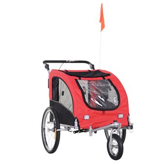 41 25 Sur Remorque Velo Jogger 2 En 1 Pour Animaux Drapeau Roue Avant Pivotante Reflecteurs Et Barre D Attelage Inclus Rouge Noir Equipements Et Accessoires De Cyclisme Achat Prix Fnac
