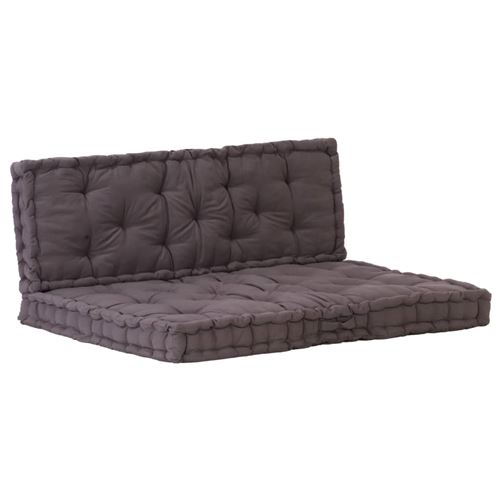 vidaXL Coussins de plancher de palette 2 pcs Coton Anthracite