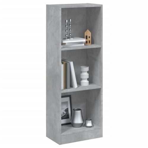 vidaXL Bibliothèque à 3 niveaux Gris béton 40x24x108 cm Aggloméré
