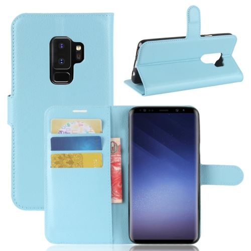 Galaxy S9 Plus Housse Etui Cuir PU Texture Litchi Bleu ALS53049
