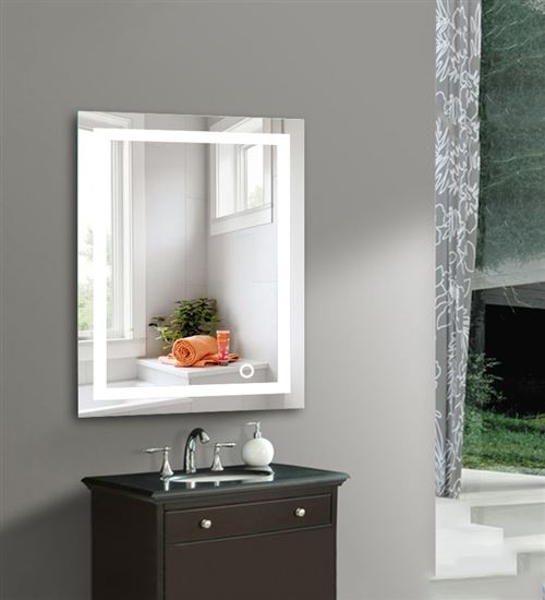 Miroir Led Lampe De Miroir Eclairage Salle De Bain Miroir Lumineux Verre Trempe 22w Blanc Froid 6500k 500 700mm Achat Prix Fnac
