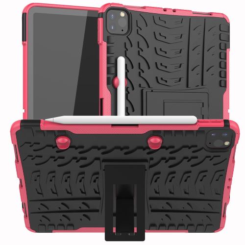 Coque en TPU hybride antidérapant avec béquille rose pour votre Apple iPad Pro 11 pouces (2020)