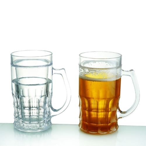 Mug rafraichissant pour bière 400 ml verre double paroi réfrigérant or