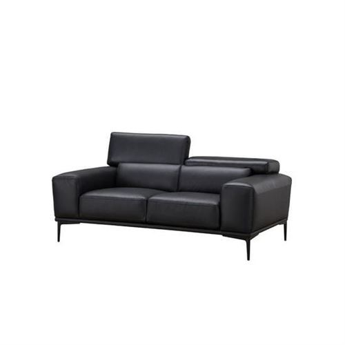 JAKE Canape contemporain 2 places + tetieres ajustables - Simili et Cuir Noir - L 182 x P 107 x H 91 cm