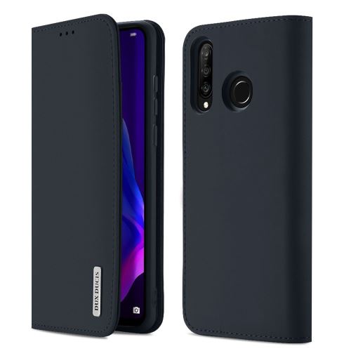 Etui en cuir véritable avec support bleu foncé pour votre Huawei P30 Lite/Nova 4e