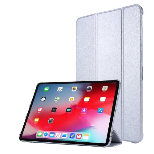 Etui en PU + TPU flip de soie avec support tri-pliure argent pour votre Apple iPad Pro 12.9 pouces (2020)
