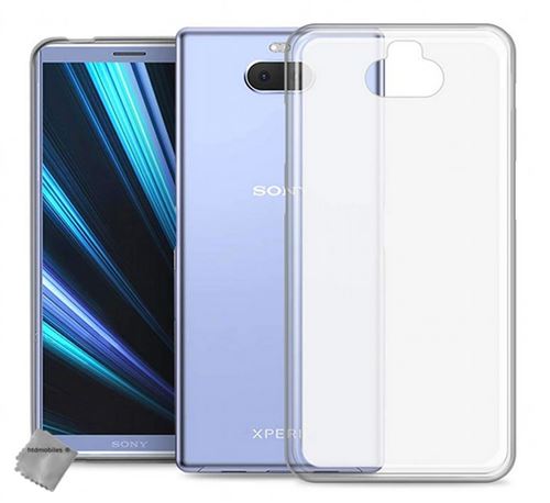Housse etui coque pochette silicone gel fine pour Sony Xperia 10 Plus avec film ecran - BLANC TRANSPARENT