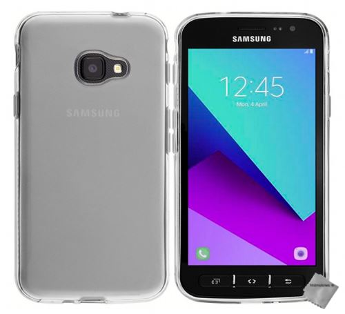 Housse etui coque pochette silicone gel fine pour Samsung Galaxy Xcover 4S avec film ecran - BLANC TRANSPARENT
