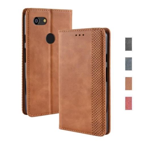 Coque Google Pixel 3XL, Etui Portefeuille Fermeture Magnétique Fonction Stand Protection Housse Pour Google Pixel 3XL - Marron