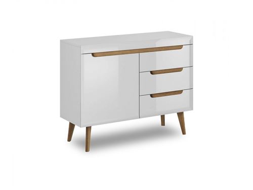 BOBOCHIC Buffet bas 107 cm NORDI Chêne et Blanc brillant