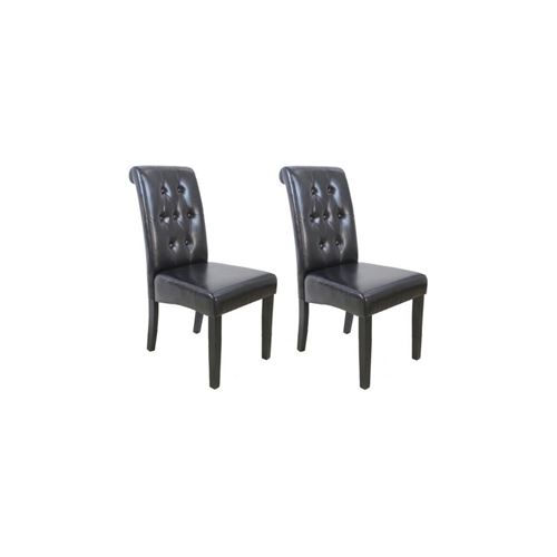 Cuba Lot De 2 Chaises De Salle A Manger - Simili Marron - Style Contemporain - L 45 X P 60 Cm