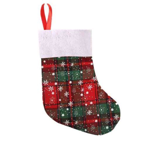 12 pièces Bas de noël sac cadeau flocon de neige, décorations de noël - Blanc&Rouge&Vert 9 Pouces