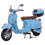 Scooter électrique - Lycke Retro50 - 50cc - 2000 Watts - Batterie 60V20Ah - Carte Grise et Immatriculation Offerte - Bleu