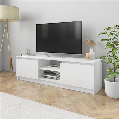 vidaXL Meuble TV Blanc brillant 120x30x35,5 cm Aggloméré
