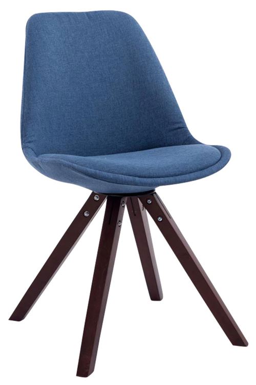 Chaise Toulouse tissu piétement en forme carrée , Bleu/Cappuccino
