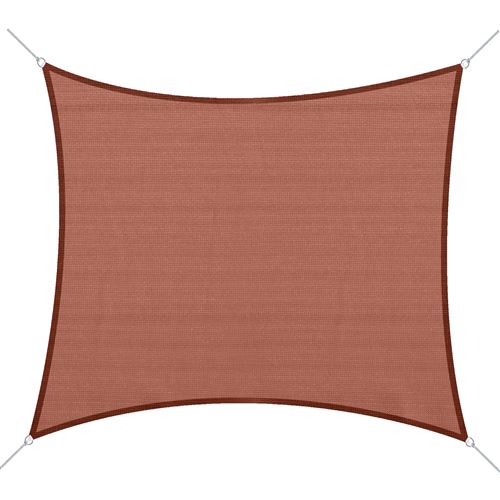 Voile d'ombrage rectangulaire 3 x 4 m polyéthylène haute densité résistant aux UV rouge