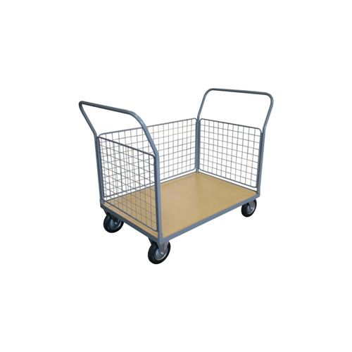 Chariot 250 kg plateau bois 3 ridelles 1000x700 mm
