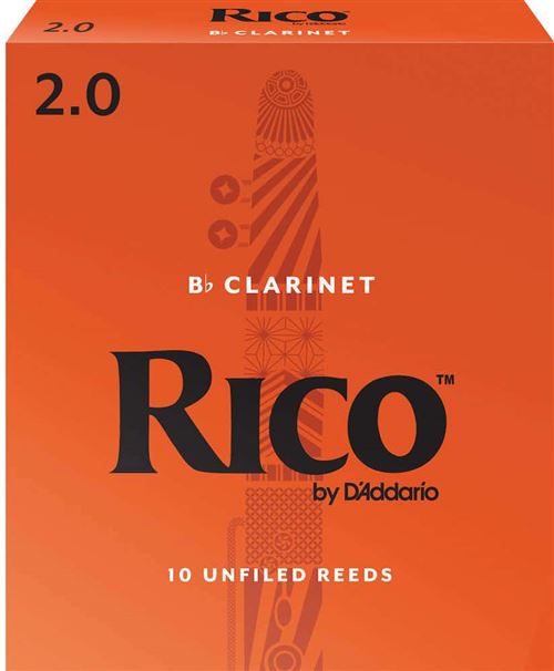 D'Addario RCA1020 - Anches clarinette Sib, force 2.0, boîte de 10
