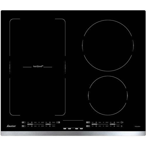 Sauter SPI4664X - Table de cuisson à induction - 4 plaques de cuisson - Niche - largeur : 56 cm - profondeur : 49 cm - avec garnitures en acier inoxydable - noir