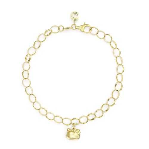 Bonjour plaqué or 18 carats Kitty Vermeil Charm Bracelet unique