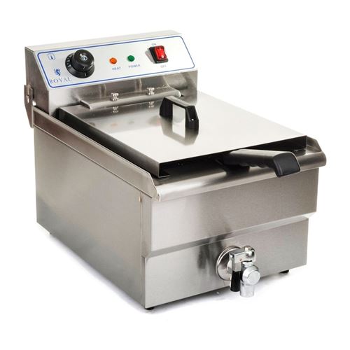 Friteuse acier inox 1 bac 10 litres cuve et resistance amovible robinet vidange professionnelle