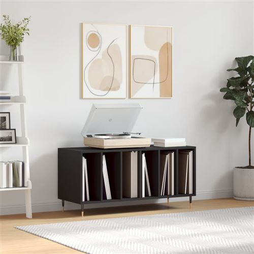 vidaXL Platenkast 100x38x48 cm bewerkt hout zwart831741