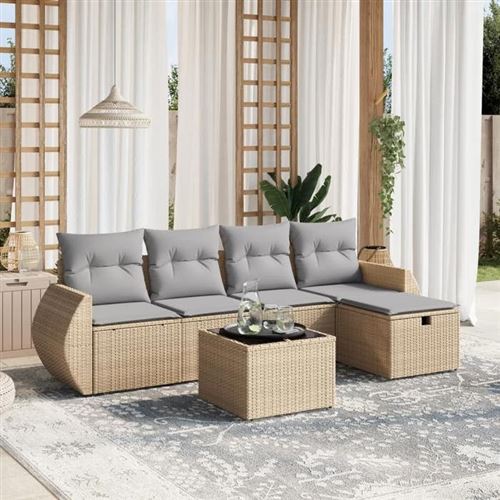 Non Communiqué Or Salon De Jardin Modulable Vidaxl 6 Pieces Rotin Beige 62.5 X 55 X 69 Cm
