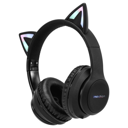 Casque audio bluetooth chat noir pour enfant