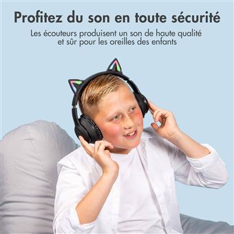 Où Trouver Casque Audio Enfant - Casque Bluetooth Sans Fil Enfant -  Ecouters Pour Enfant Avec LED Oreiles De Chat - Noir - IMOSHION® Le Moins  Cher