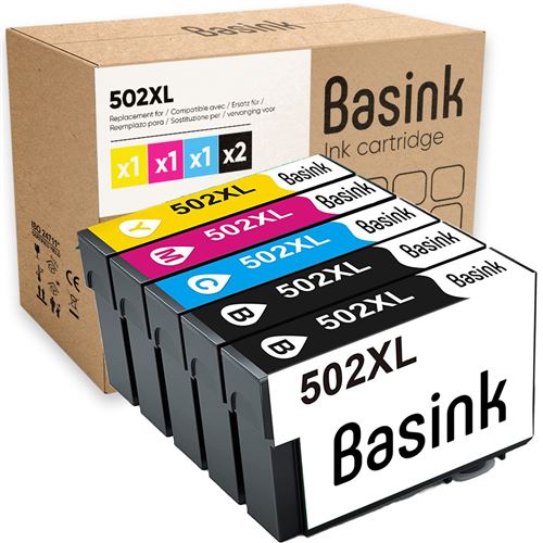 Basink Cartouche d'encre Compatible avec Epson 502XL Pack 5 pour XP-5100 XP-5105 XP-5150 XP-5155 WF-2860 WF-2865 WF-2880 WF-2885