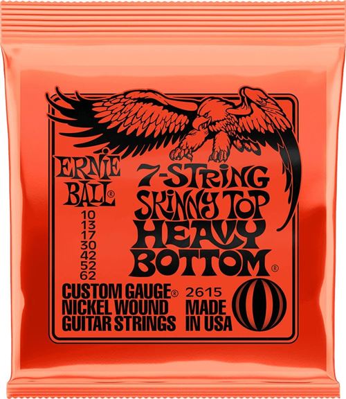 Ernie Ball 2615 - Jeu de 7 cordes guitare électrique Skinny Top HB - 10-62