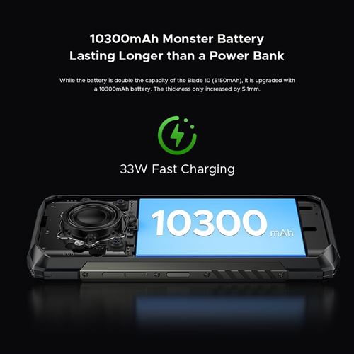 Smartphone DOOGEE Blade 20 Play Noir Déverrouillé - Robuste 125dB 256Go 32Go RAM