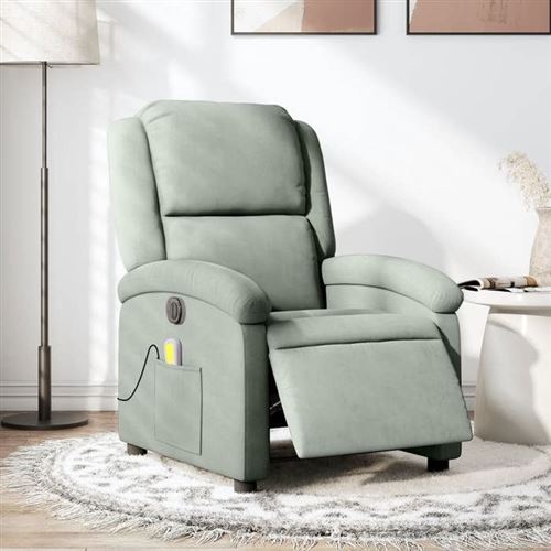 Non Communiqué Gris Vidaxl Fauteuil De Massage, Relaxation Électrique Réglable Velours Clair