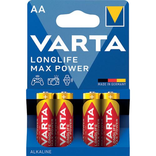Blister de 4 piles LONGLIFE Max Power LR06 AA 1,5V - VARTA - 4706110404